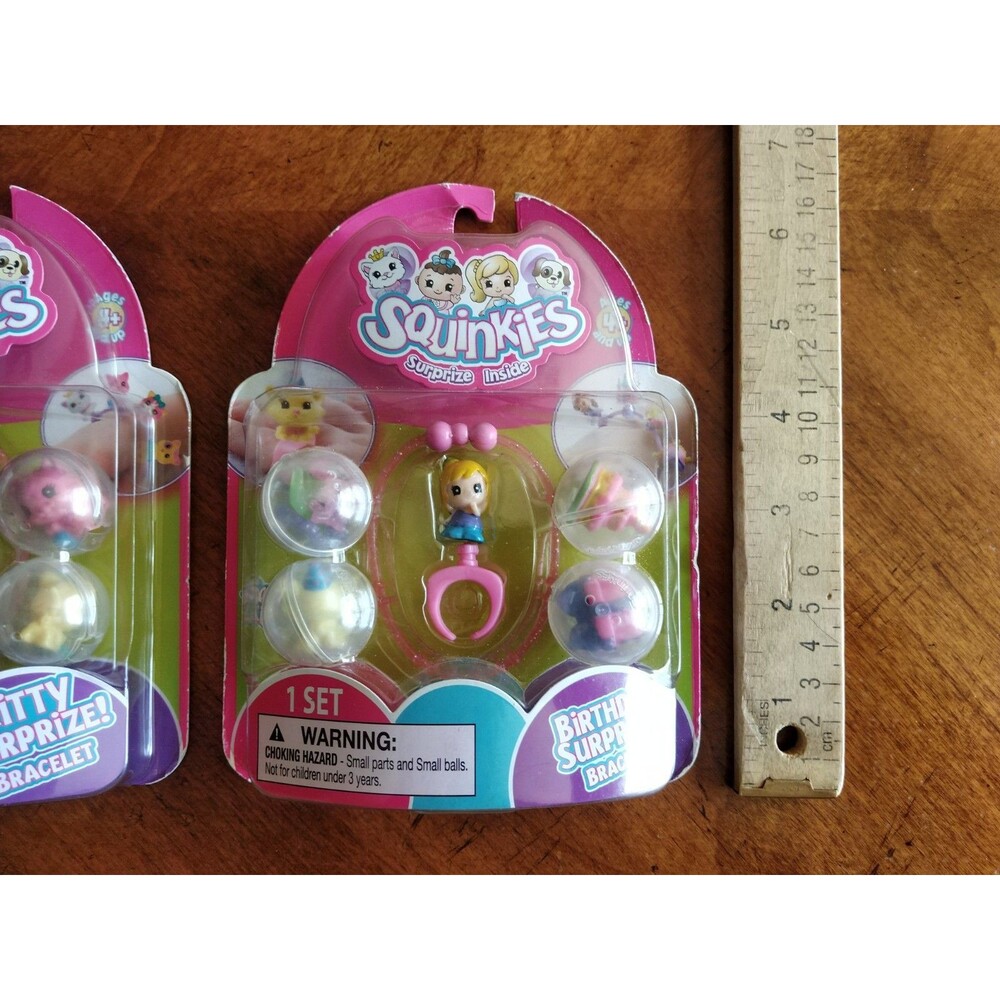 New Squinkies Kitty & Birthday Surprise Surpize Bracelet Ring Links 2010 Lot - Picture 3 of 14